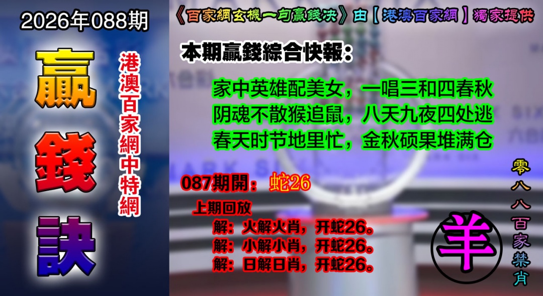 088期百家赢钱决[图]